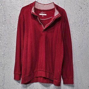 Greg Norman Mens Maroon Red 100% Cotton Long Sleeve 1/4 Zip Pullover Sweatshirt